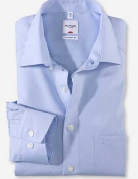Olymp Luxor Chambray Long Sleeve Blue Shirt. Comfort Fit.