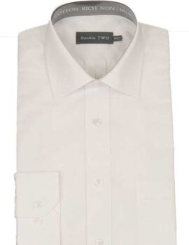 Double Two Cotton Rich Cream Long Sleeve Shirt. Classic Fit