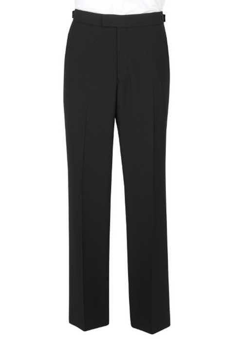 Scott Wool Mix Plain Front Evening Suit Trouser Black