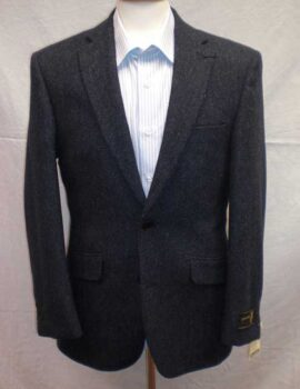 Scott Navy Wool Jacket in Herringbone Design. Size Long 54
