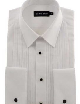 Double Two Pleated Regular Collar Dress Shirt with Studded Front.