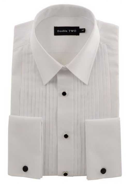 Double Two Pleated Regular Collar Dress Shirt with Studded Front.
