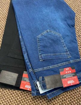 Rockford Stretch Cotton Jeans. Denim and Black. Tapered Fit