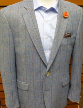 Scott Light Blue Check Jacket. Limited Size. 40″Short Left