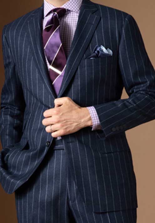 Scott Navy Chalkstripe Suit. Contemporary Fit. size 38" Regular Available
