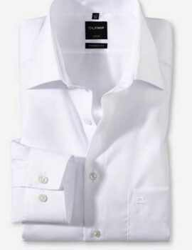 Olymp Level 5 Body Fit White Long Sleeve Stretch Shirt