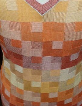 Montechairo Of Italy Red and Peach Coloured V Neck Cotton Rich Knitwear. Size 2XL