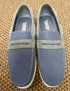 Classic Navy And Grey Slip On Boat Shoe. Size UK 14
