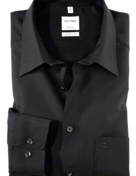 Olymp Tendenz Black cotton Long Sleeve Shirt