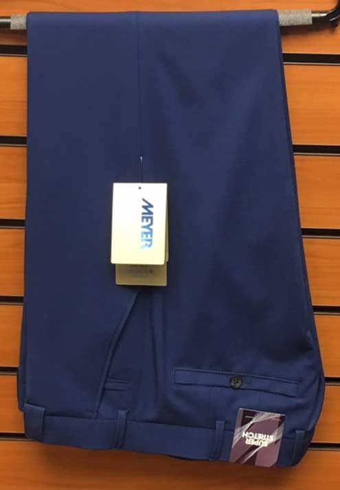 Meyer French Blue Wool Mix Trouser with Fancy Lining