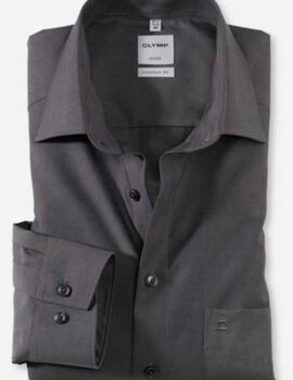 Olymp Luxor Charcoal Long Sleeve Cotton Shirt. Comfort Fit