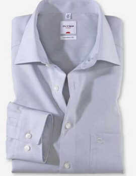 Olymp Luxor Long Sleeve Grey Chambray Fabric Shirt. Comfort Fit