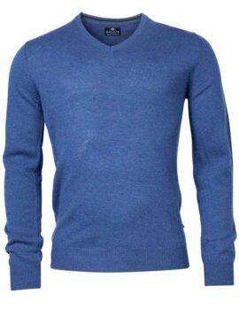 Baileys Mid Blue 100% Lambswool V-Neck. Sizes Med Left