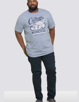 Duke Blue ‘Custom’ Motorbike Chest Print Tee Shirt. 6XL Available.