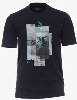 Casa Moda Navy Printed Tee Shirt. 4XL to 5XL Available