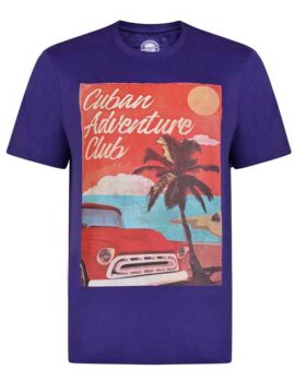Kam Violet Printed Short Sleeve Tee Shirt. 3XL Available