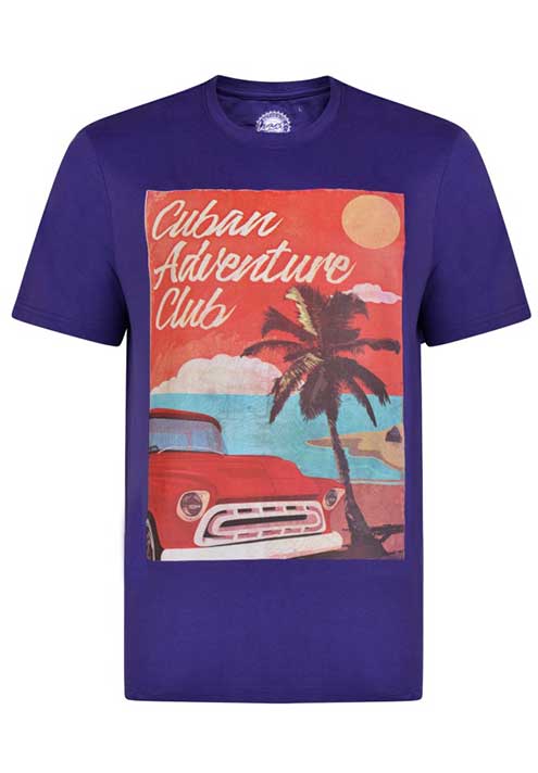 Kam Violet Printed Short Sleeve Tee Shirt. 3XL Available
