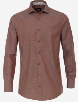 Venti Orange and Black Modern fit Long Sleeve Shirt with Trim.