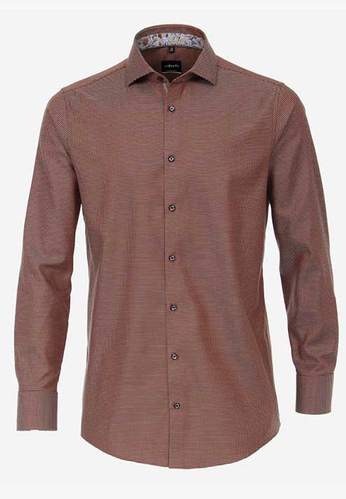 Venti Orange and Black Modern fit Long Sleeve Shirt with Trim.