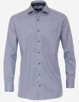 Casa Moda Blue neat design Long Sleeve Shirt With Trim. Modern Fit. Large Sizes