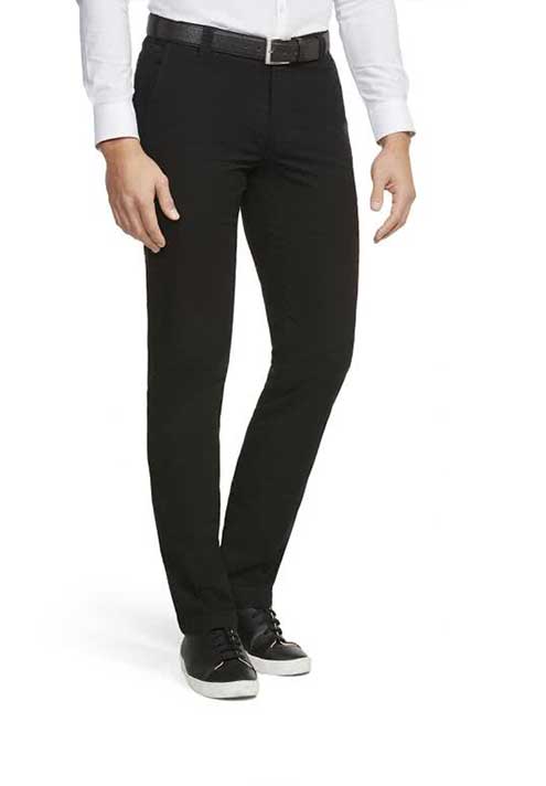 Meyer Black Stretch Cotton Trousers in a Soft Chino Cloth. Roma Style