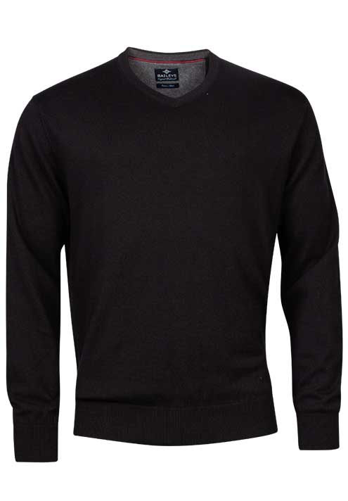 Baileys Black V Neck Sweater. Wool and Cotton Mix. 3XL and 4XL Left