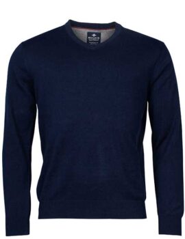 Baileys Navy 100% Lambswool V Neck Sweater. Size Med Left