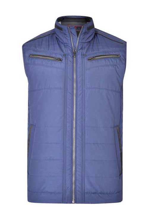 Kam Jeanswear Lightly Padded French Blue Zipped Sleeveless Gilet. 2XL