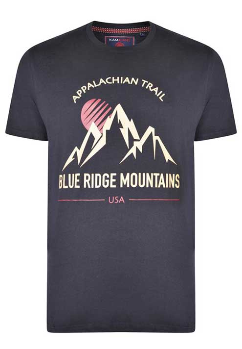 Kam Jeanswear Black Mountain Trail Short Sleeve Logo Tee Shirt. Size 2XL Left