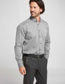 Double Two Charcoal Grey Long Sleeve Shirt With Contrast Trim. Size 20″ Neck.