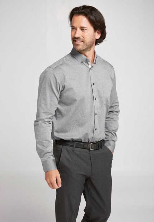 Double Two Charcoal Grey Long Sleeve Shirt With Contrast Trim. Size 20" Neck.