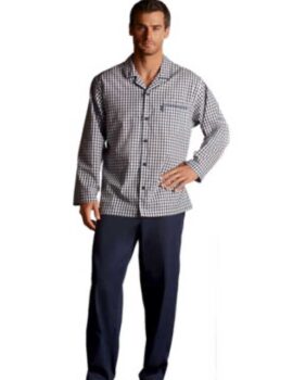 Jockey Navy Check Sleepwear Set/Pyjamas. Plain Colour Bottoms. Size 2XL Left