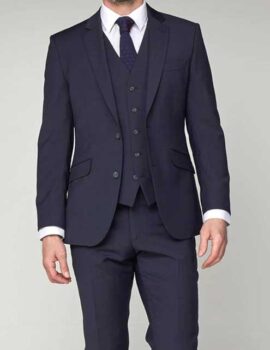 Scott Navy Wool Mix Single Breasted Suit Jacket. Regular and Large Sizes.