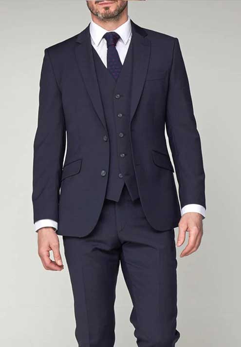 Scott Navy Wool Mix Single Breasted Suit Jacket. Regular and Large Sizes.