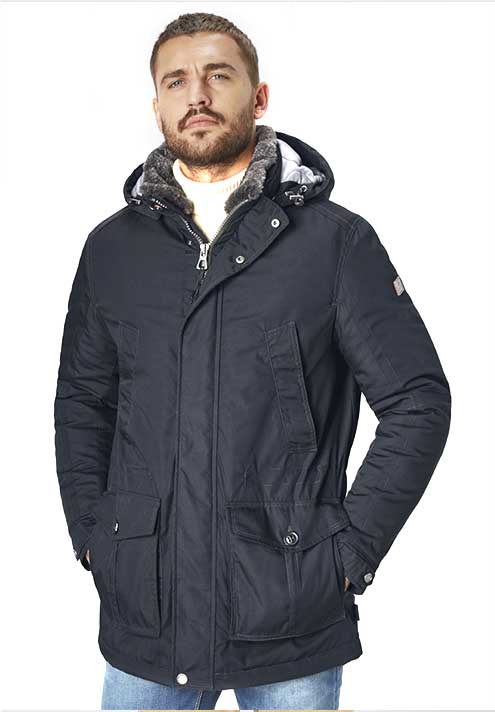 Redpoint Black Casual Jacket With Detachable Faux Fur Collar and Detachable Hood. 52"-56"Left