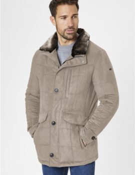 S4 Fawn Winter Soft Quilted Casual Jacket With Detachable Faux Fur Trimmed Collar. Size 50R Left
