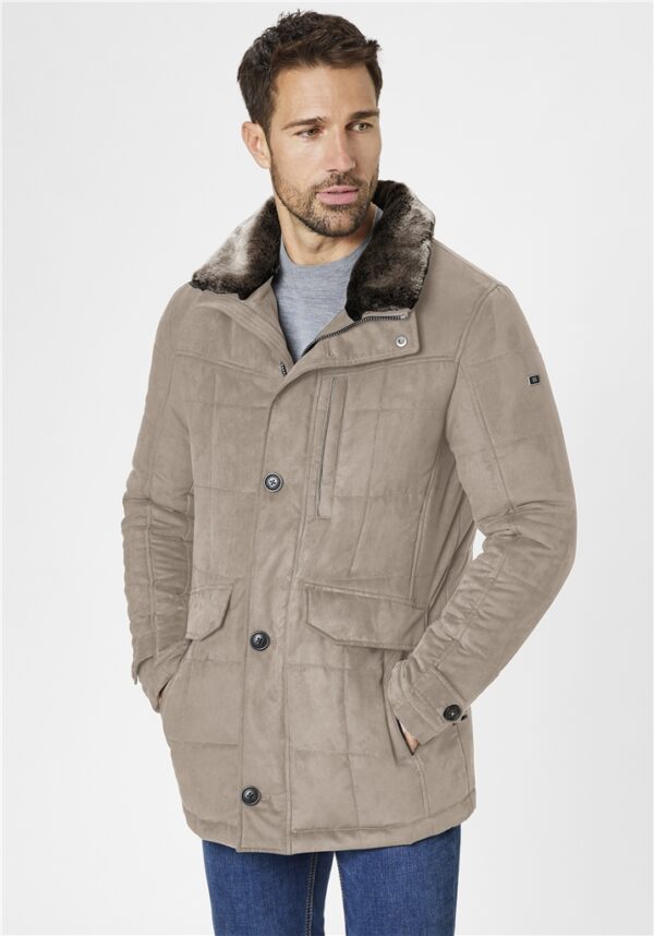S4 Fawn Winter Soft Quilted Casual Jacket With Detachable Faux Fur Trimmed Collar. Size 50R Left