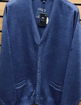 Douglas and Grahame Classic Blue Prestige Collection Cardigan. Size 3XL Left