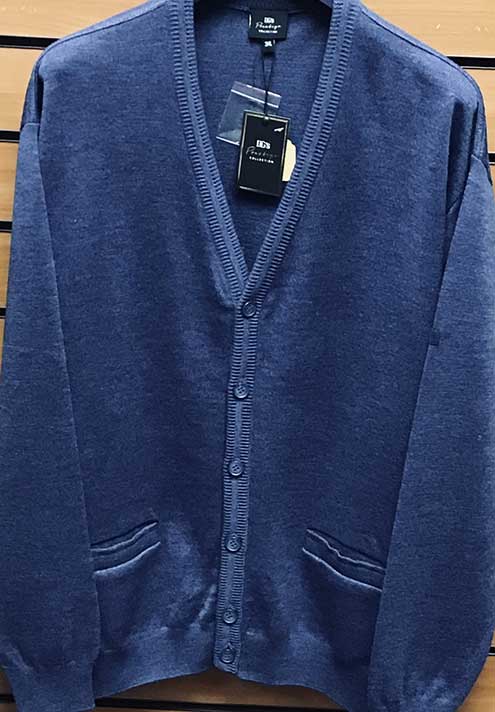 Douglas and Grahame Classic Blue Prestige Collection Cardigan. Size 3XL Left