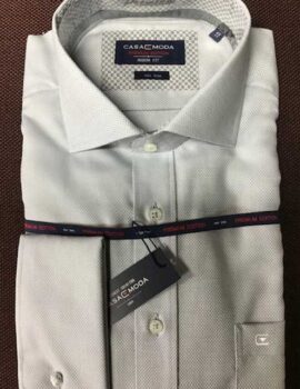 Casa Moda Grey Textured Long Sleeve Double Cuff Shirt. Modern Fit. Size17″