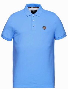 IMPULSO of Italy. Blue Soft Feel Stretch Cotton Polo Shirt With logo.