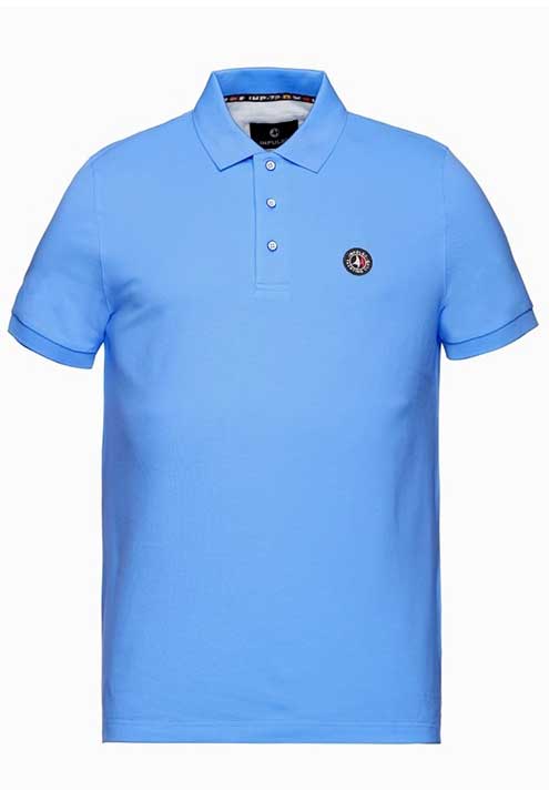 IMPULSO of Italy. Blue Soft Feel Stretch Cotton Polo Shirt With logo.