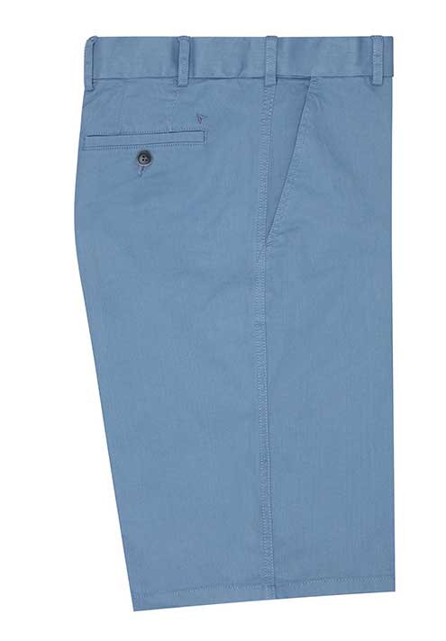 Douglas and Grahame Mid Blue Stretch Cotton Shorts.