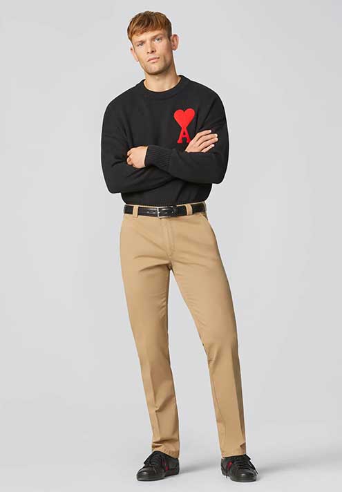 Meyer Camel Colour Organic Cotton Trousers in a Soft Chino Fabric . Roma Style