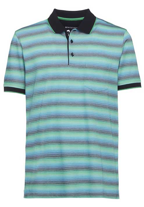 Montechiaro 3 Button SeaBreeze Coloured Multi Stripe Polo Shirt. Size 2XL