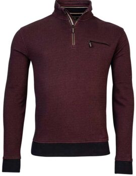 Baileys Quarter Zip Sweatshirt In Stone Red. Large Sizes Available