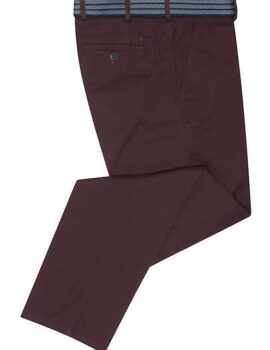 Douglas and Grahame Burgundy Stretch Cotton Chino With Toning Belt.
