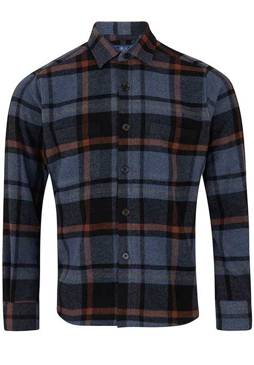 Douglas and Grahame Drifter Blue Check 'Shacket' Overshirt . XL to 3XL Available