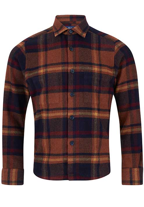 Douglas and Grahame 'Drifter' Dark Orange 'Shacket' Overshirt. Xl to 3XL Available.