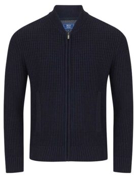 Daniel Grahame Waffle Weave Navy Zipped Cardigan